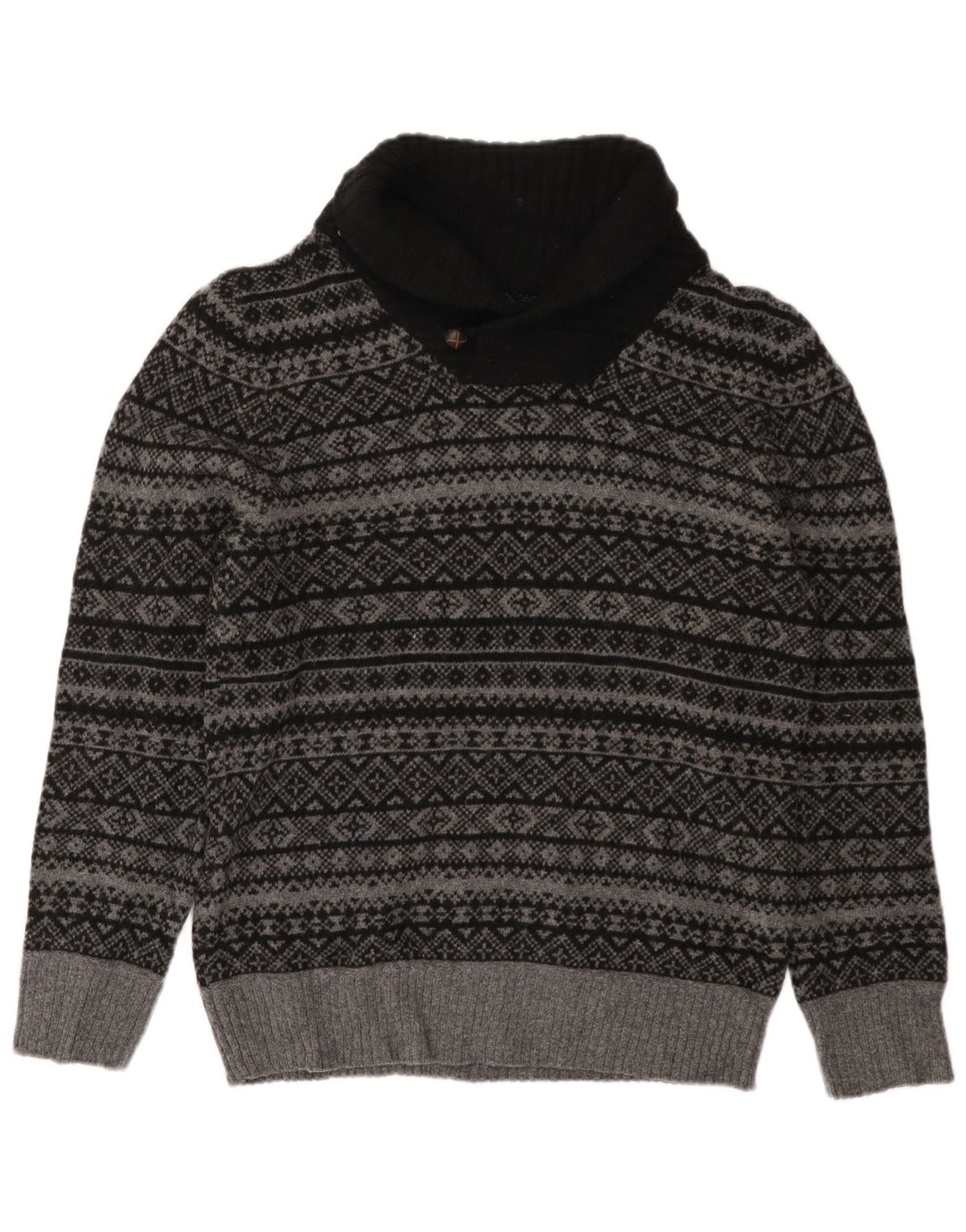 EDDIE BAUER Herren-Pullover mit Schalkragen, kleine graue Fair-Isle-Wolle