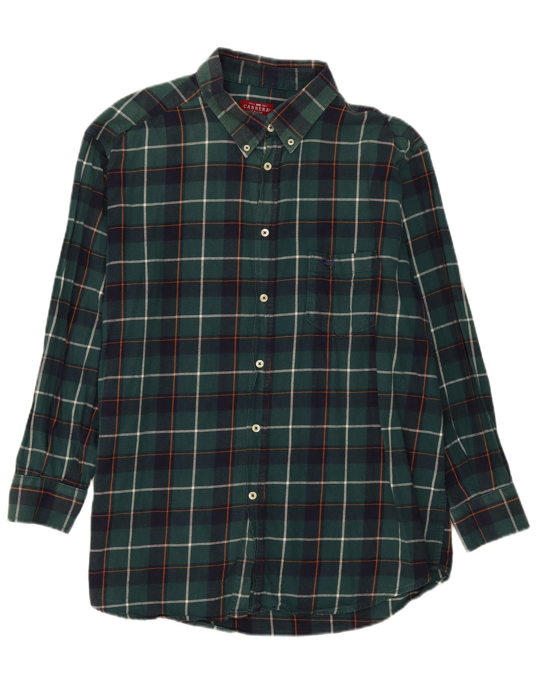 Carrera Herren-Flanellhemd mit normaler Passform, 2XL, grün kariert, Baumwolle