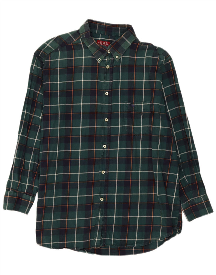 Carrera Herren-Flanellhemd mit normaler Passform, 2XL, grün kariert, Baumwolle
