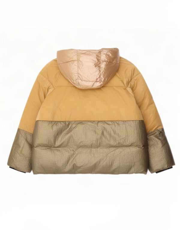 Zara Damen-Jacke mit Kapuze, übergroß, wattiert, UK 16, Größe L, Gold, Farbblock