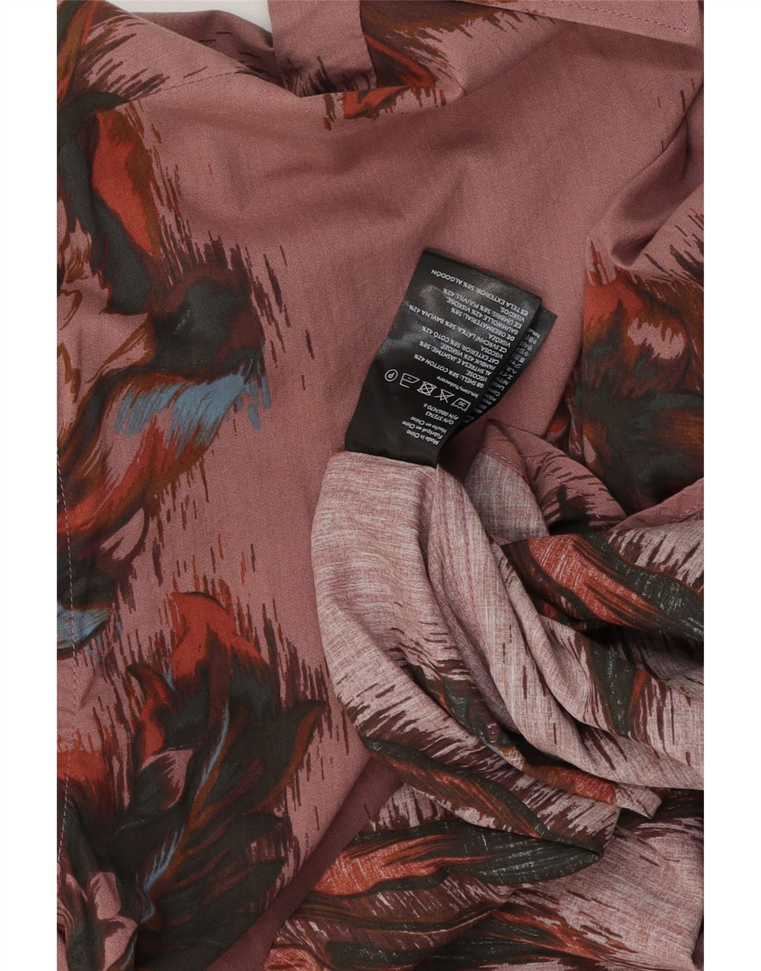 VINTAGE Herrenhemd, groß, rosa, geblümt, Baumwolle