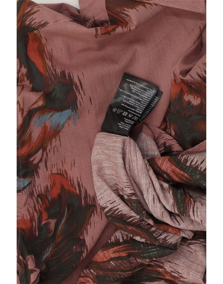 VINTAGE Herrenhemd, groß, rosa, geblümt, Baumwolle