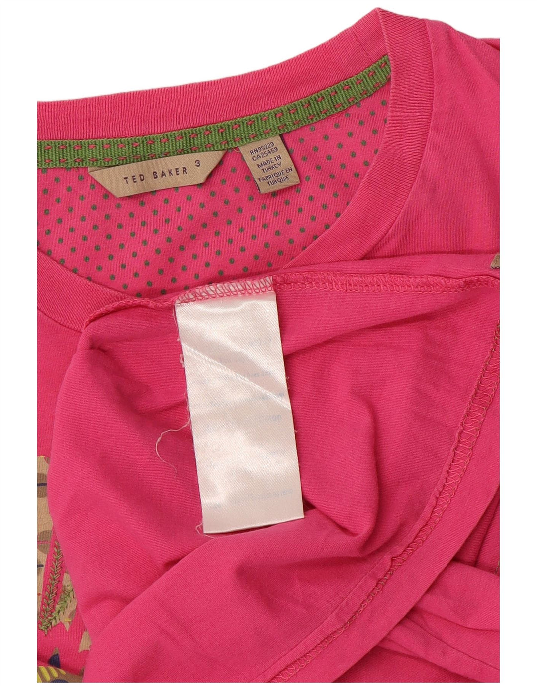 Ted Baker Damen-T-Shirt mit Grafik, Größe 3, mittelrosa, geblümt, Baumwolle