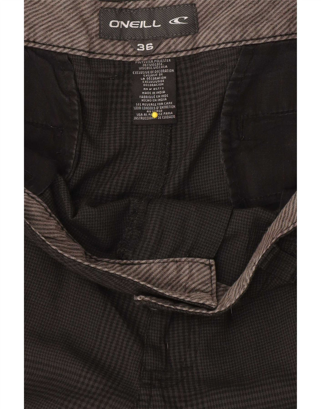 O'Neill Herren-Chinoshorts W36, großes, schwarz kariertes Polyester