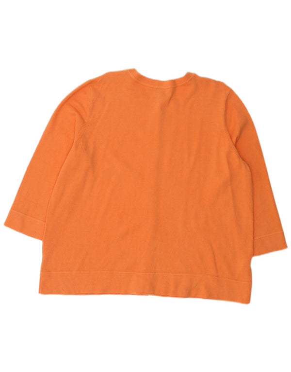 Eddie Bauer Womens 3/4 Sleeve Cardigan Sweater UK 20 2XL Orange Cotton