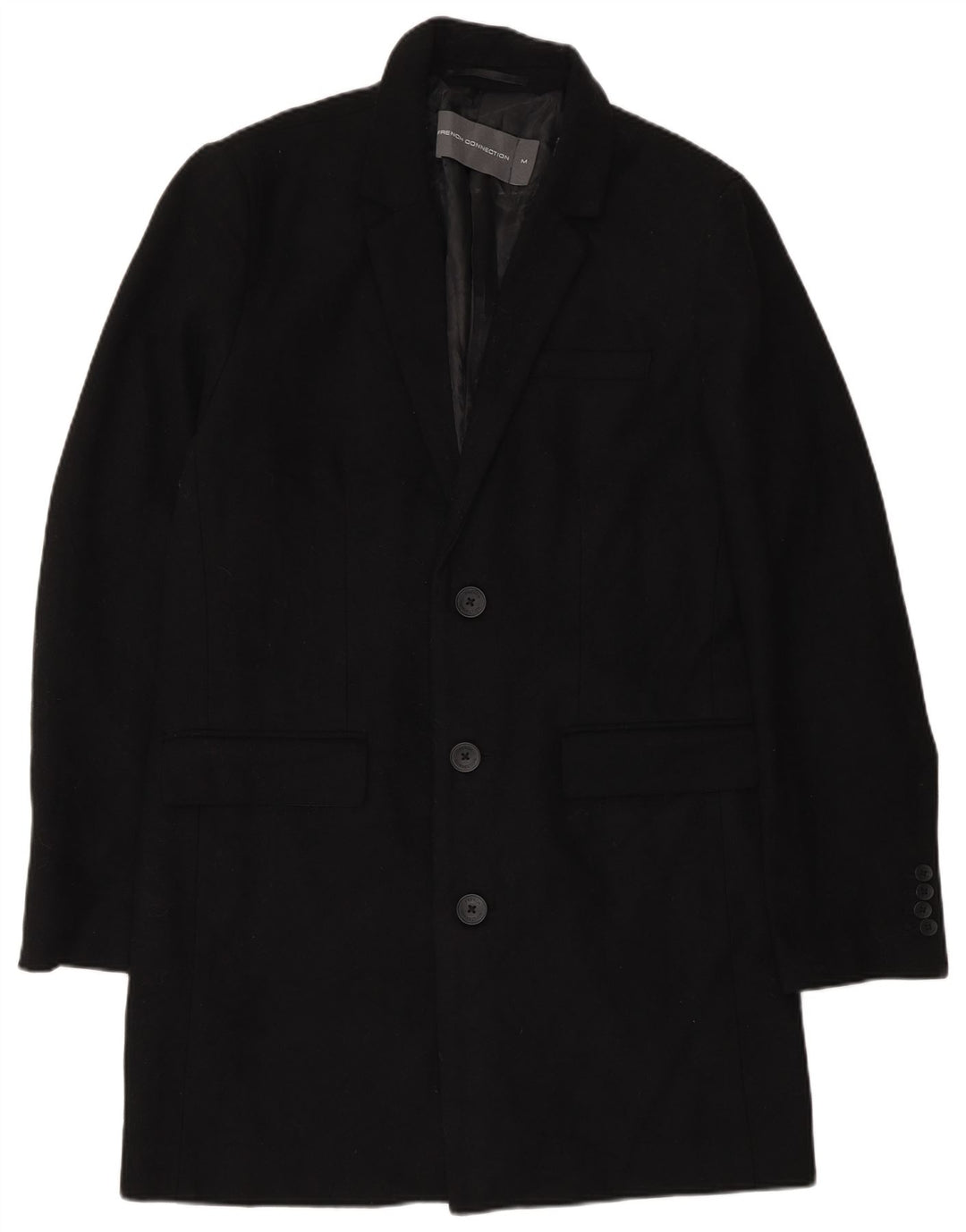 French Connection Herrenmantel UK 38 Mittelschwarze Wolle