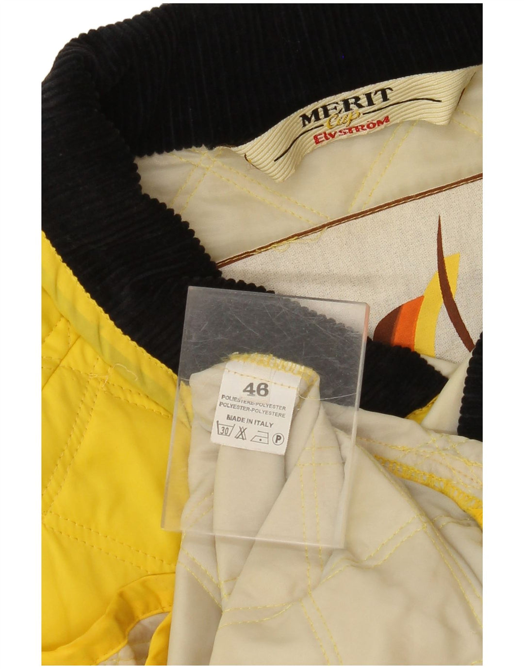 MERIT CUP Mens Loose Fit Quilted Jacket IT 46 Small Yellow Polyester