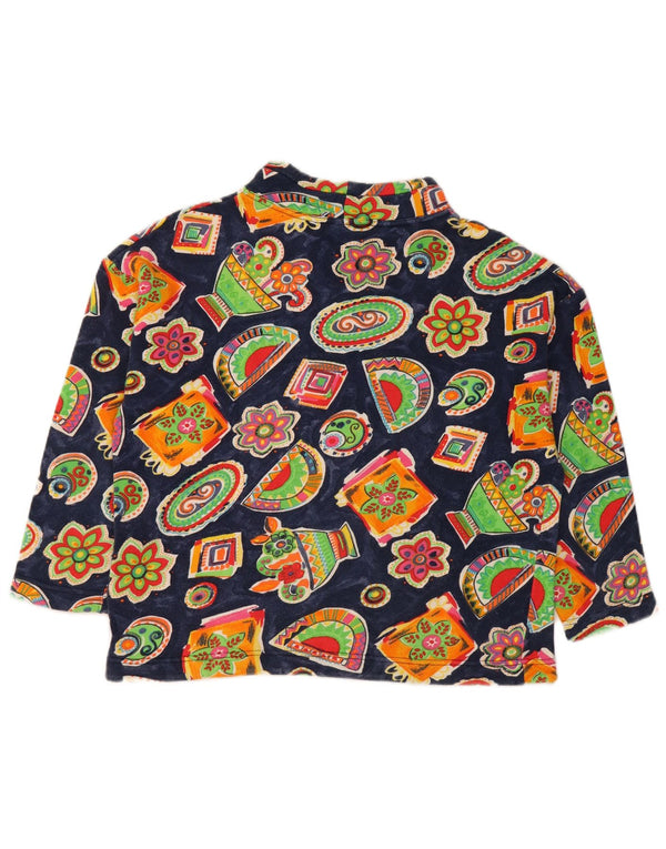 BENETTON Mädchen-Sweatshirt-Pullover, 11–12 Jahre, groß, Marineblau mit Blumenmuster