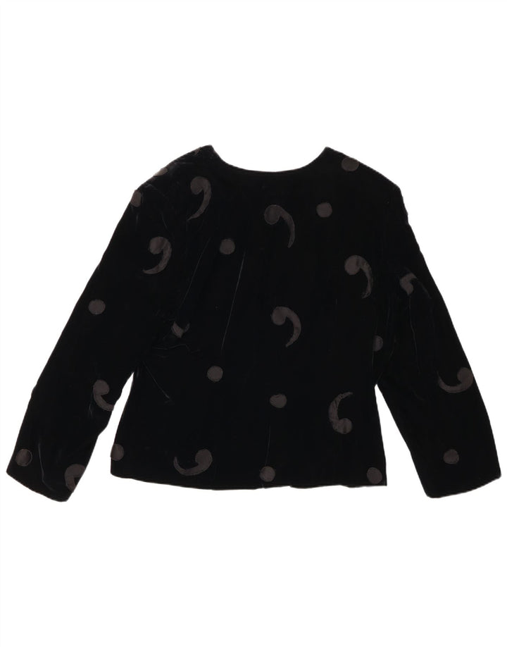 VINTAGE Damen-Blazer aus Samt mit 5 Knöpfen, UK 12, Mittelschwarz, Paisleymuster