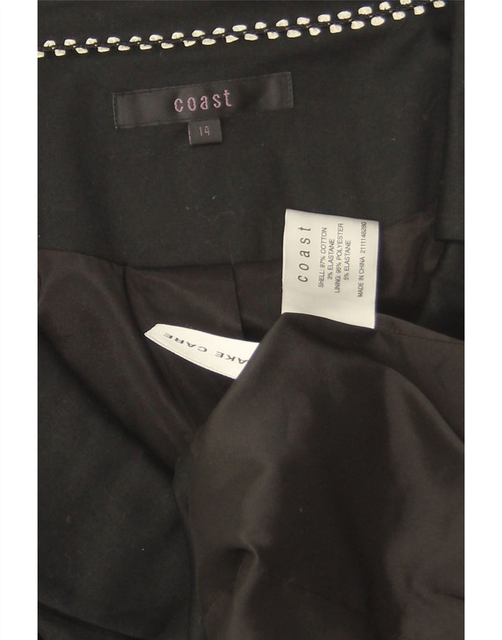 Coast Damen Crop Blazerjacke mit 3/4-Ärmeln, UK 14, Mittelschwarz, Baumwolle