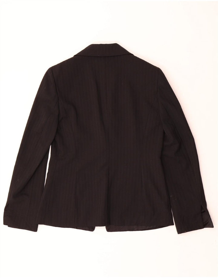 CARLA CARINI Womens 1 Button Blazer Jacket UK 12 Medium Black Pinstripe