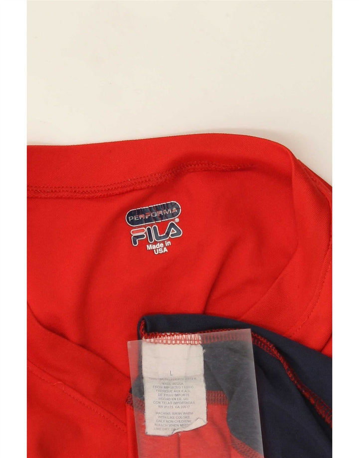 Fila Herren-Oberteil, langärmelig, groß, rot, Farbblock-Polyester