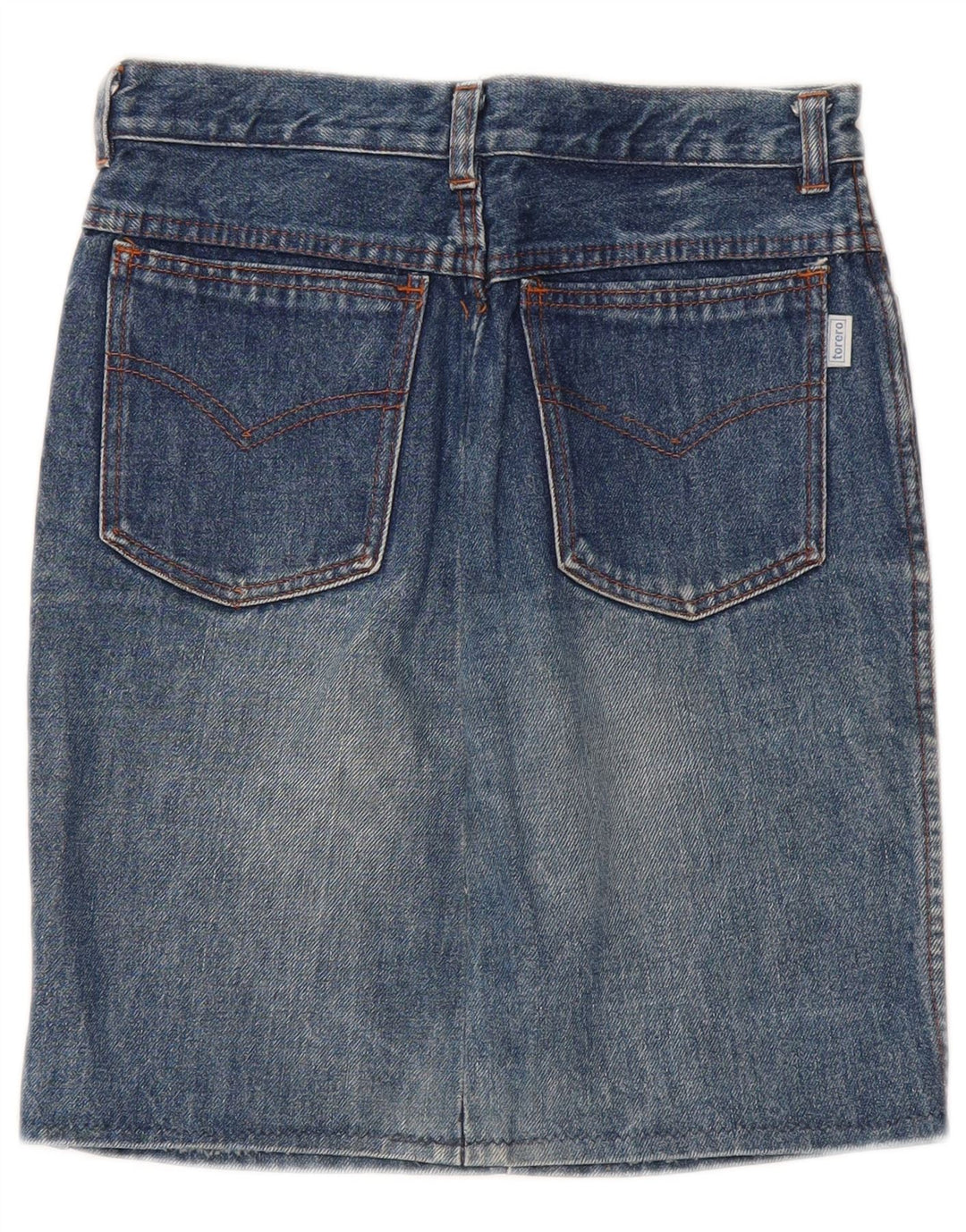 VINTAGE Jeansrock mit hohem Bund für Mädchen, 15–16 Jahre, W24, blaue Baumwolle