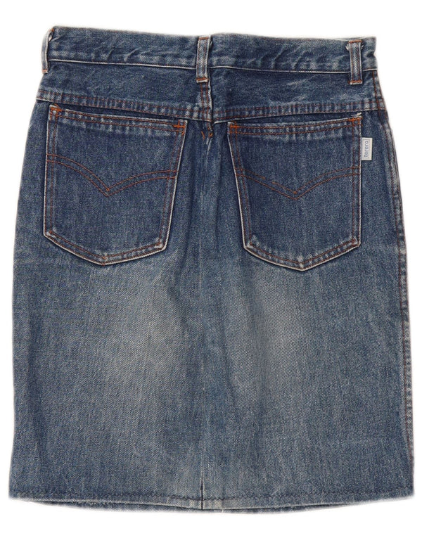 VINTAGE Jeansrock mit hohem Bund für Mädchen, 15–16 Jahre, W24, blaue Baumwolle