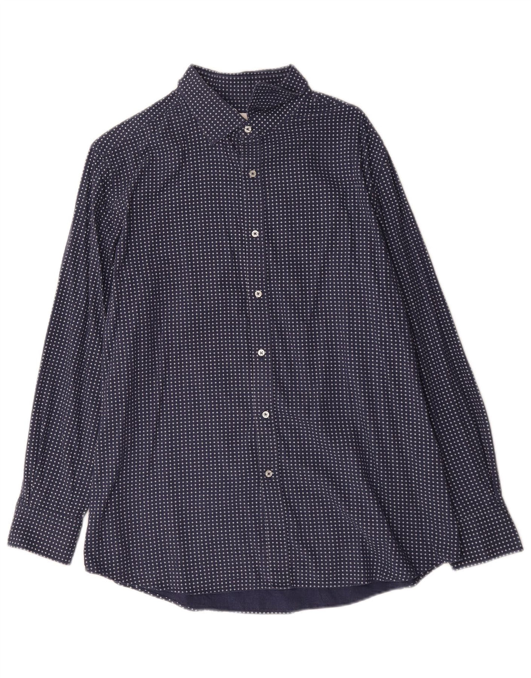 Massimo Dutti Herrenhemd XL Blaue geometrische Baumwolle