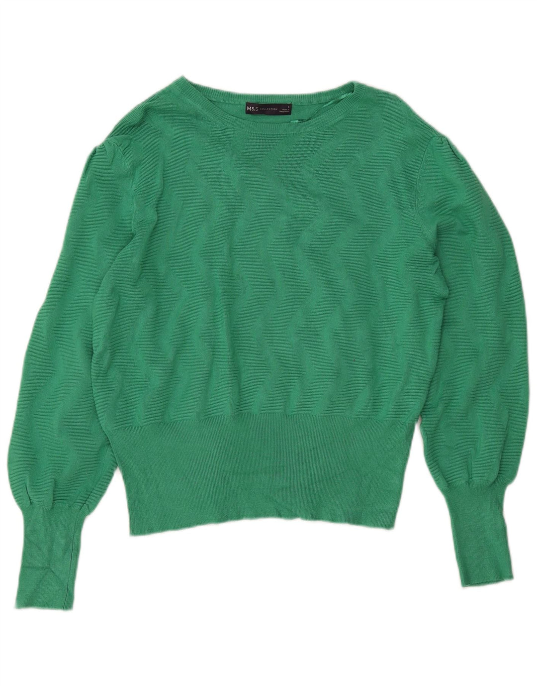 Marks & Spencer Damen Crop Pullover mit U-Boot-Ausschnitt, Gr. 14, Grün