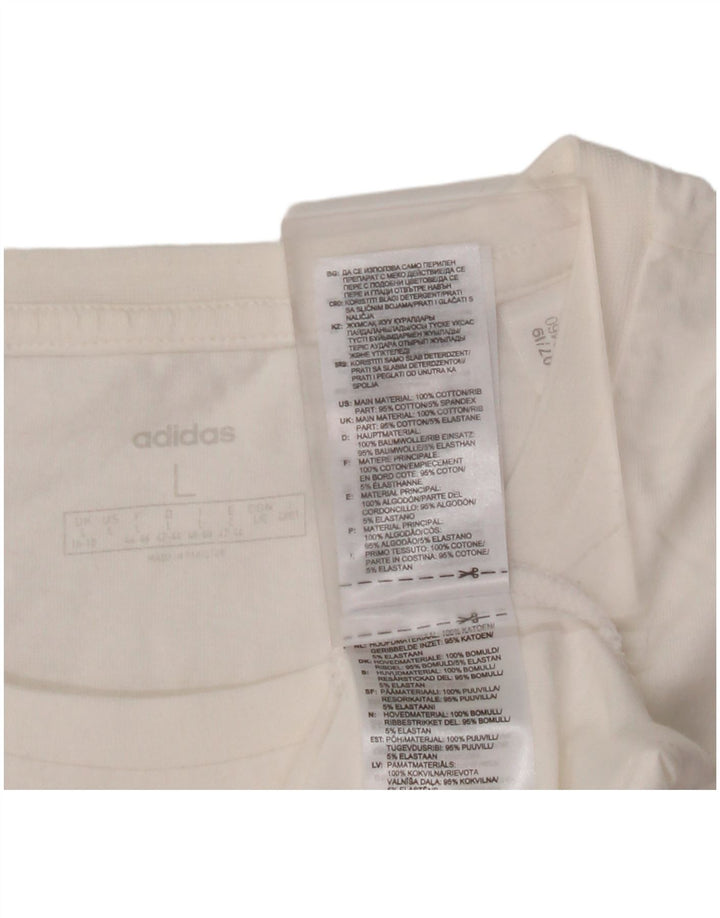 ADIDAS Damen Grafik T-Shirt Top UK 16/18 Large Weiße Baumwolle