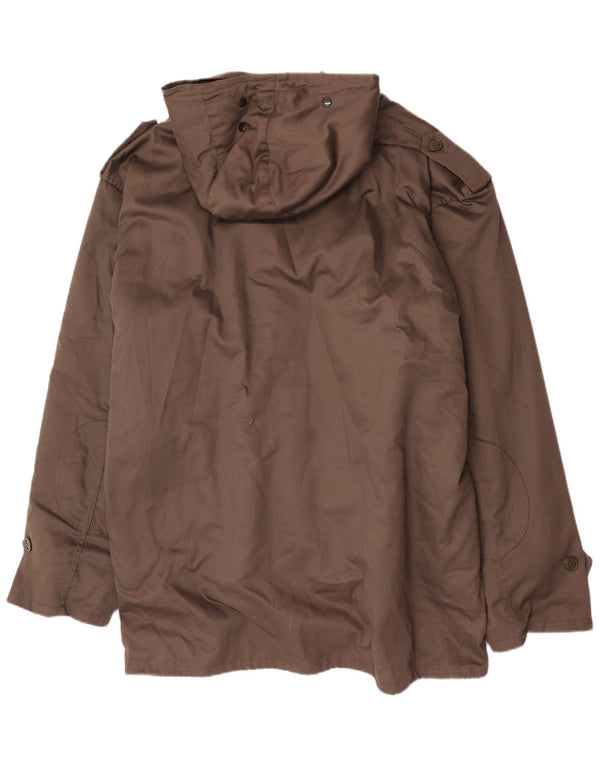 Vintage Herren Militär-Kapuzen-Sherpa-Parka-Jacke IT 62 3XL Khaki