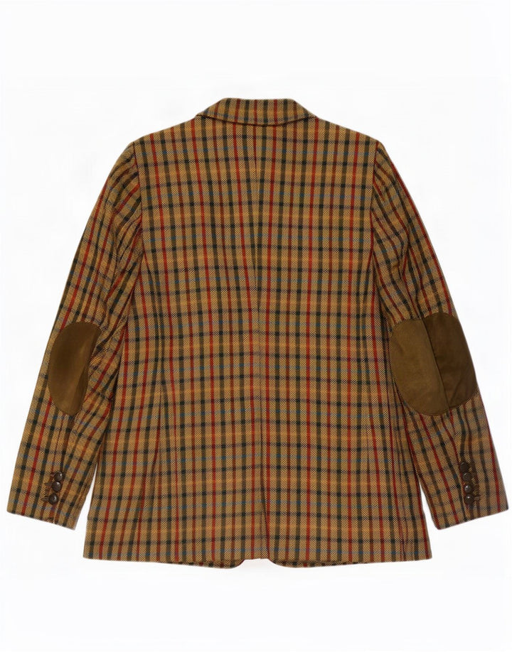 DAKS Damen-Blazerjacke mit 2 Knöpfen, UK 16, große Khaki-Gingham-Wolle