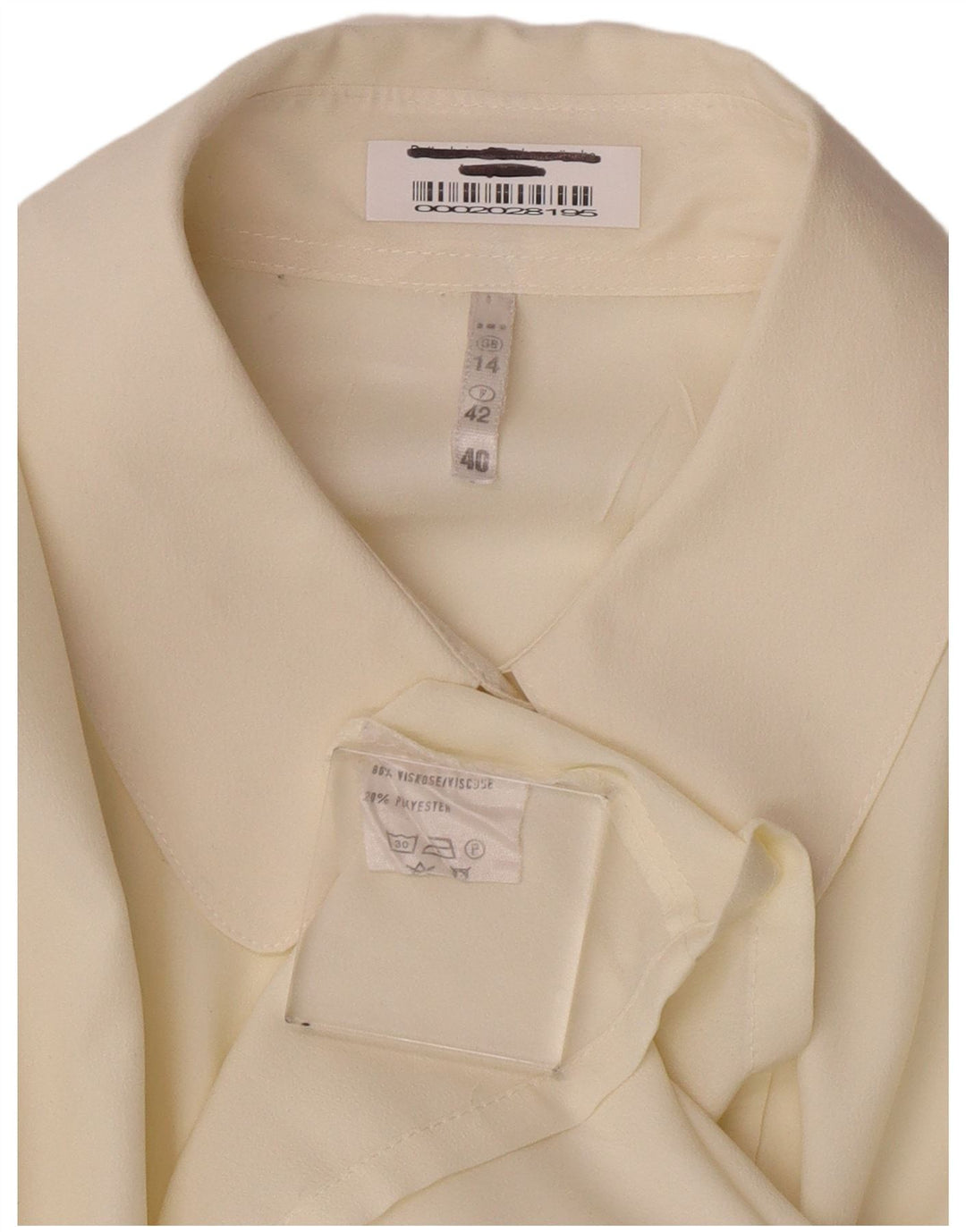 Vintage Damen Hemdbluse UK 14 Medium Off White Viskose