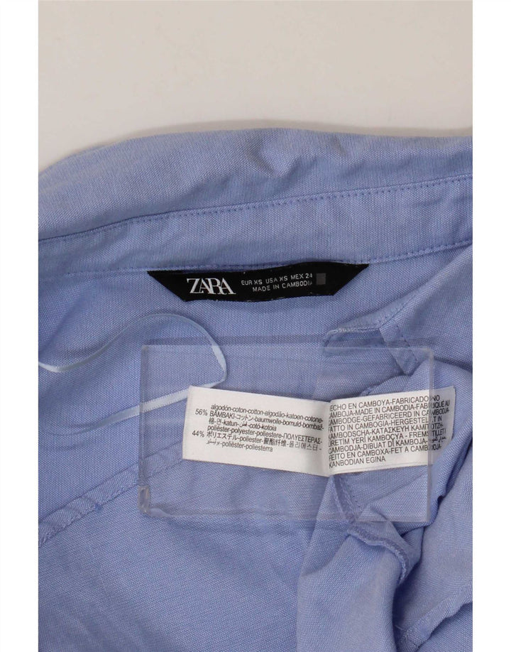 Zara Damen Übergroßes Hemd UK 6 XS Blaue Baumwolle