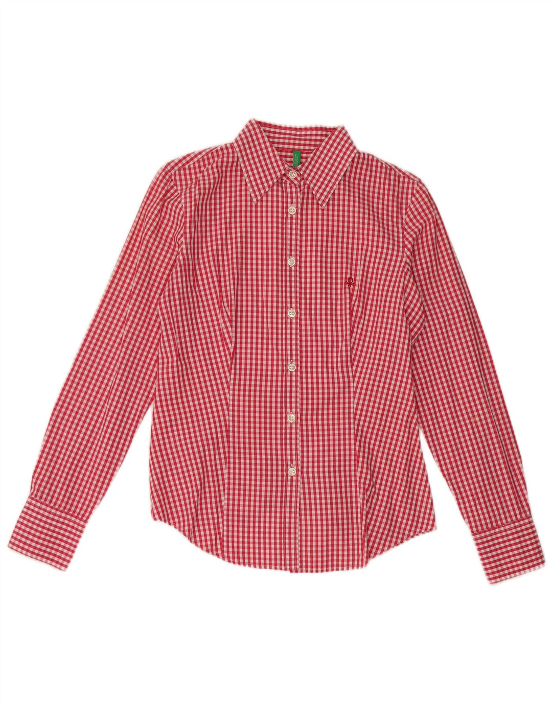 Benetton Damenhemd UK 12 Mittelroter Gingham