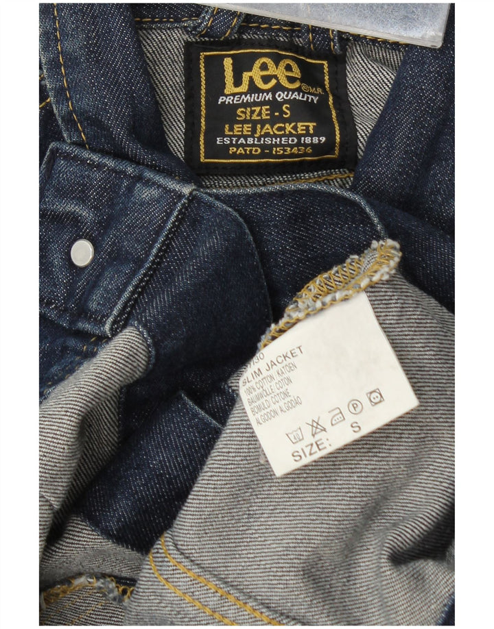 Lee Damen Jeansjacke UK 10 Small Marineblaue Baumwolle