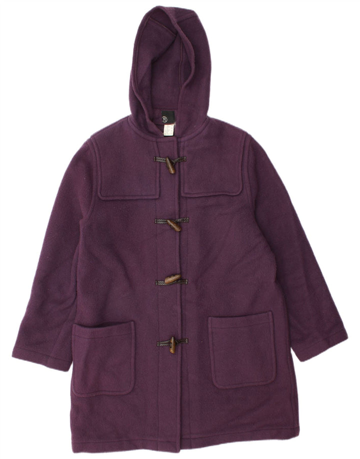 Vintage Damen Dufflecoat mit Kapuze UK 14 Große lila Wolle