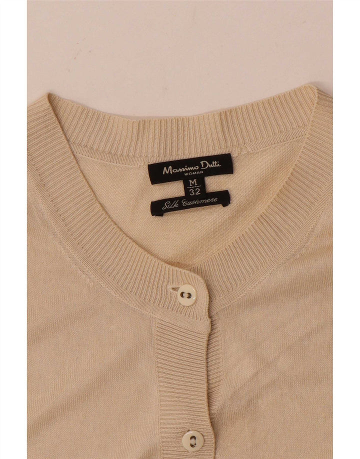 Massimo Dutti Damen Strickjacke UK 12 Mittelbeige Seide