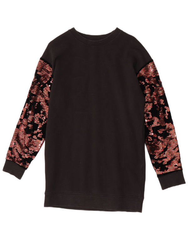 Topshop Longline-Sweatshirtpullover für Damen, Gr. 8, Schwarz, Farbblock