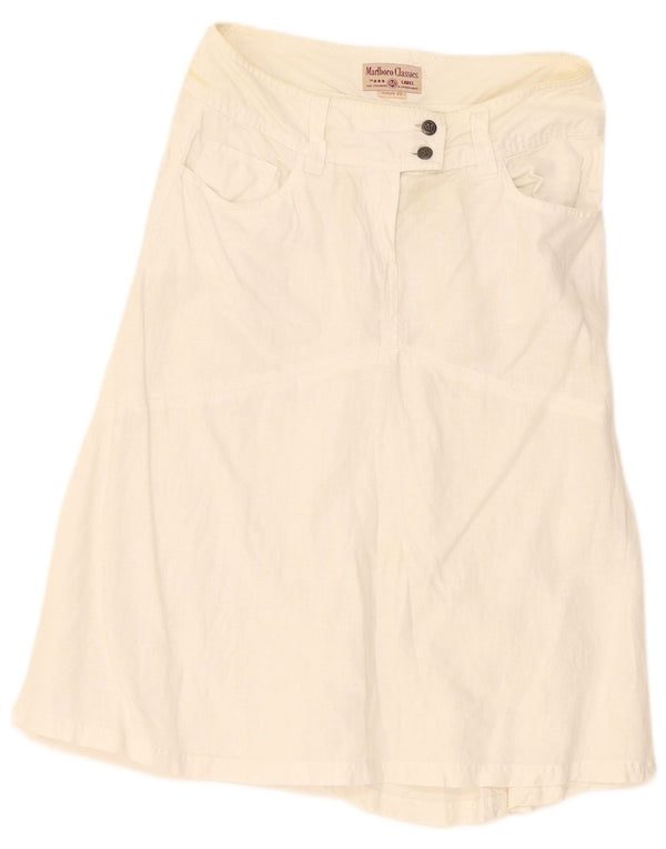 Marlboro Classics Damen A-Linienrock EU 42 Large W30 Weißes Leinen