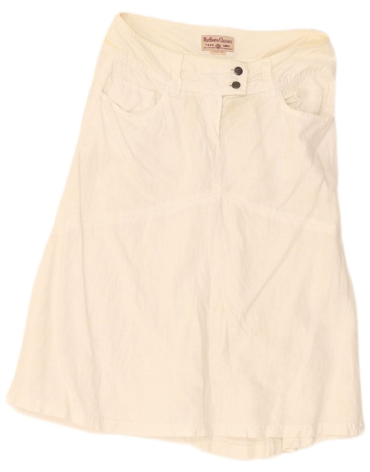 Marlboro Classics Damen A-Linienrock EU 42 Large W30 Weißes Leinen