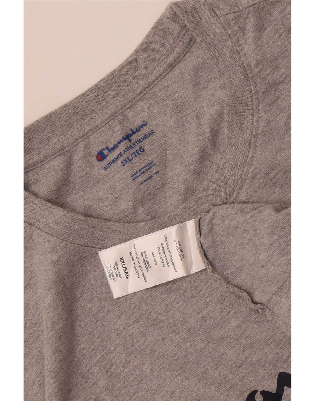 Champion Herren Grafik T-Shirt Top 2XL Grau Baumwolle