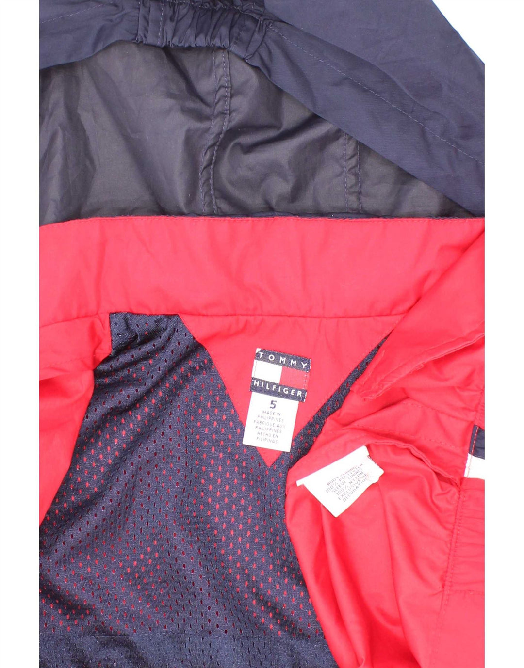 Tommy Hilfiger Jungen-Bomberjacke mit Kapuze, 4–5 Jahre, rotes Farbblockdesign