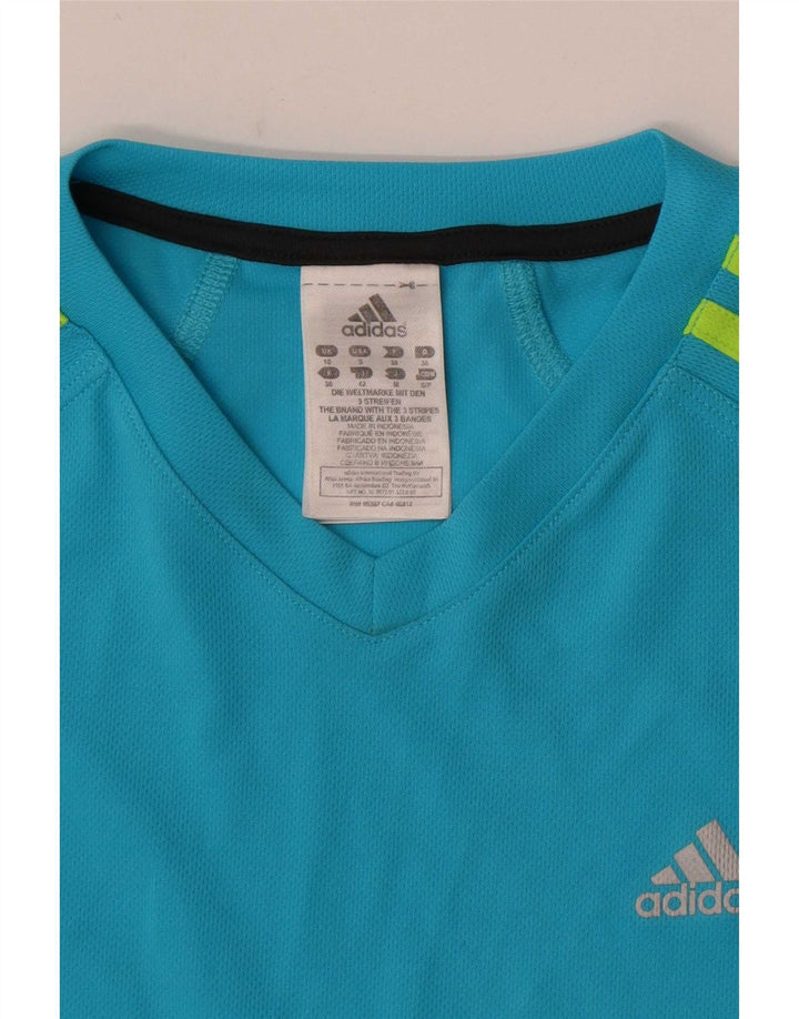 Adidas Damen T-Shirt Top UK 10 Small Blau Polyester
