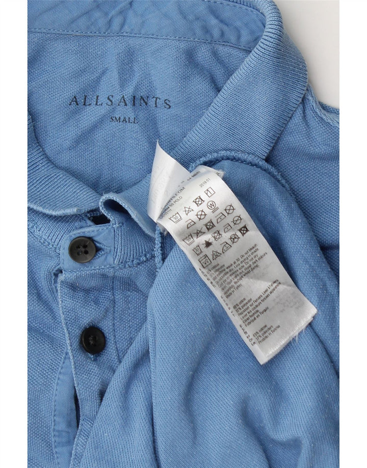 ALL SAINTS Herren-Poloshirt, klein, blaue Baumwolle