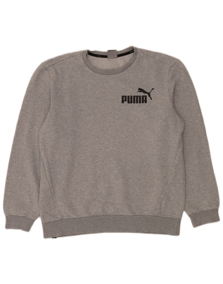 Puma Herren-Sweatshirt-Pullover, große grau gefleckte Baumwolle