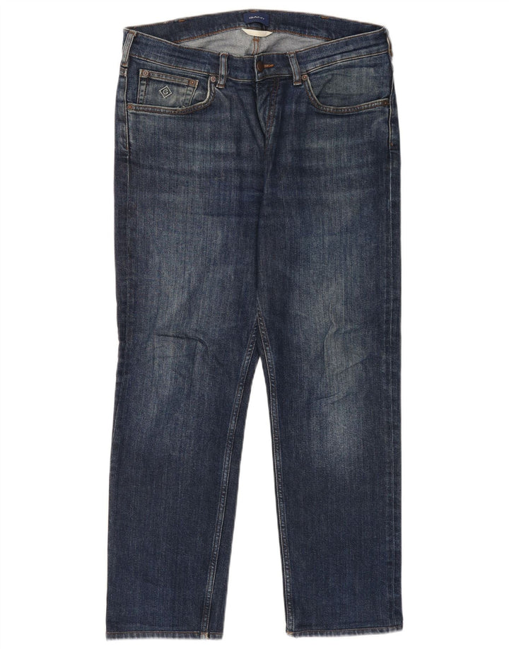 Gant Herren Straight Jeans W32 L30 Blaue Baumwolle