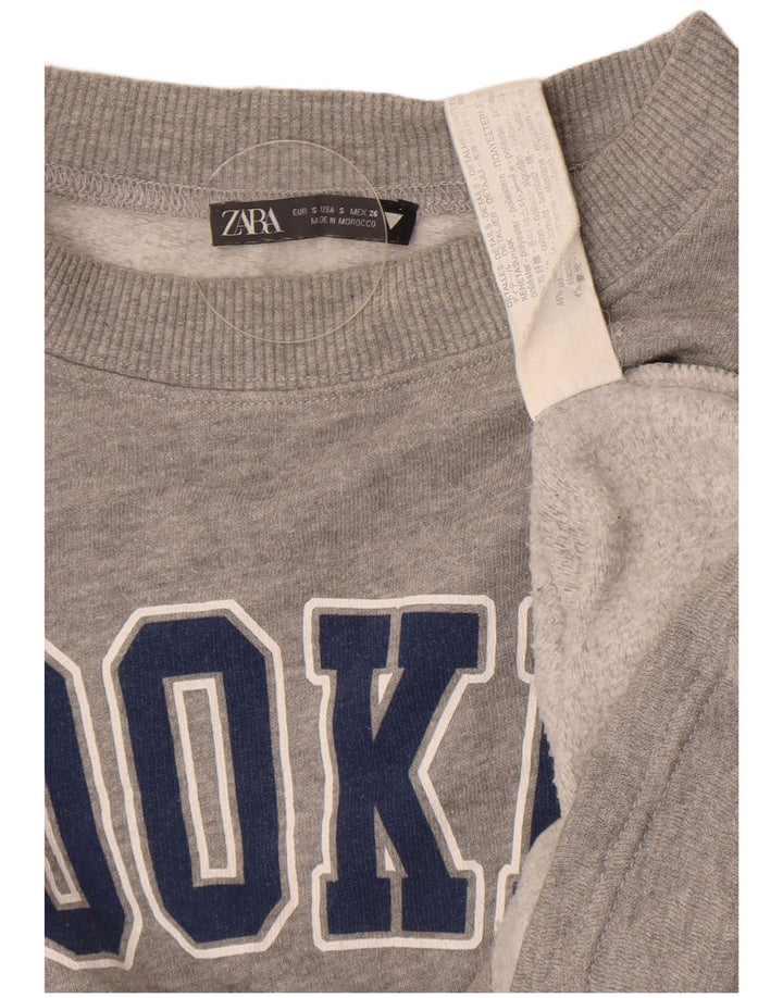 Zara Womens Brooklyn Graphic Oversized Sweatshirt Pullover UK 10 Small Grau