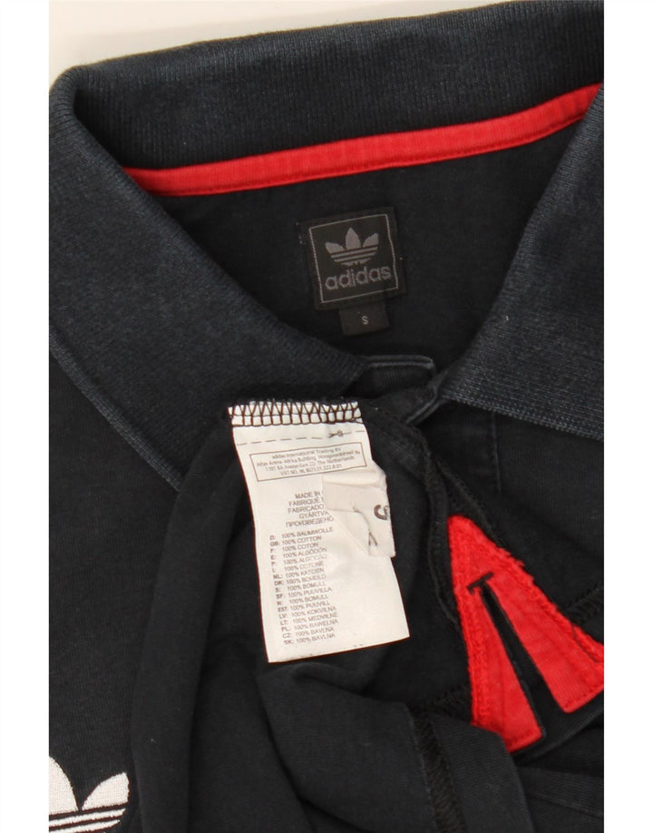 ADIDAS Herren Poloshirt Small Schwarz Colourblock Baumwolle
