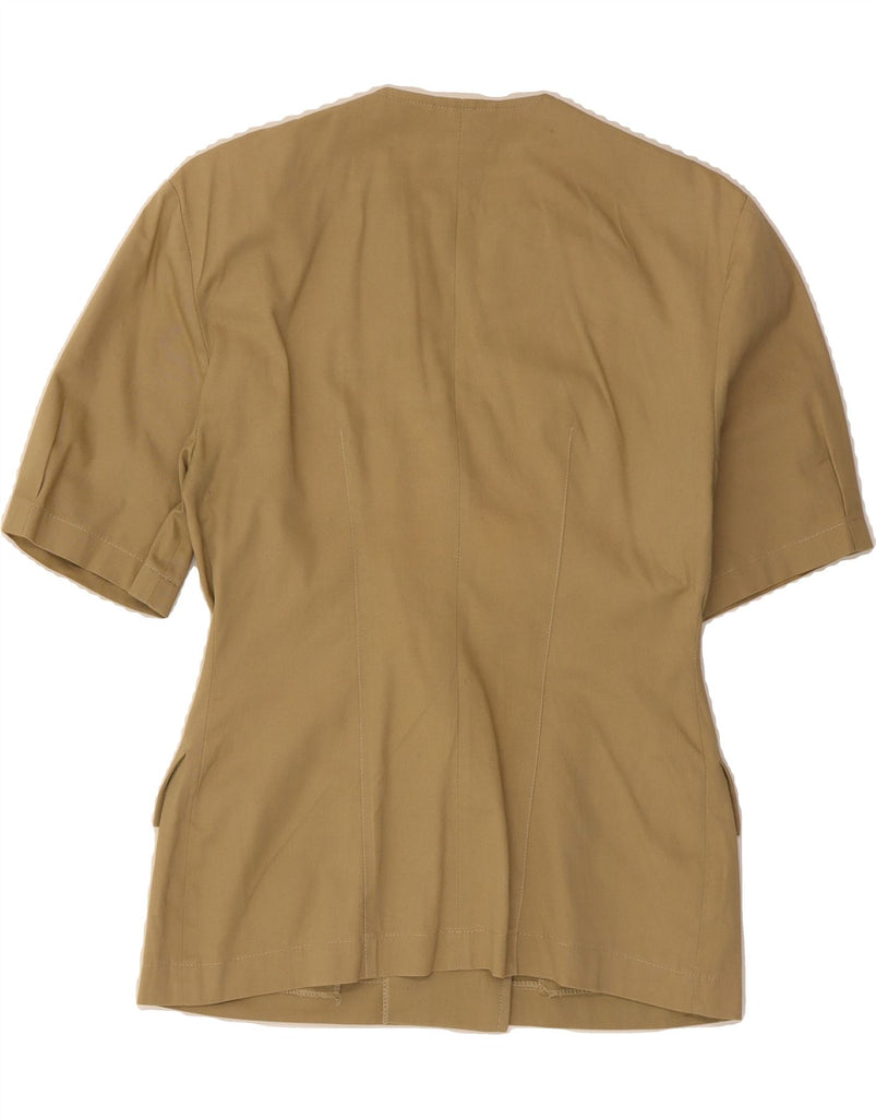 BENTLEY Womens Short Sleeve Blazer Jacket IT 42 Medium Khaki Vintage Bentley and Second-Hand Bentley from Messina Hembry 