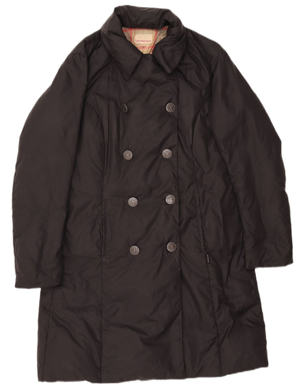 Calvin Klein Jeans Damen Zweireihiger gepolsterter Mantel UK 14 Medium Schwarz