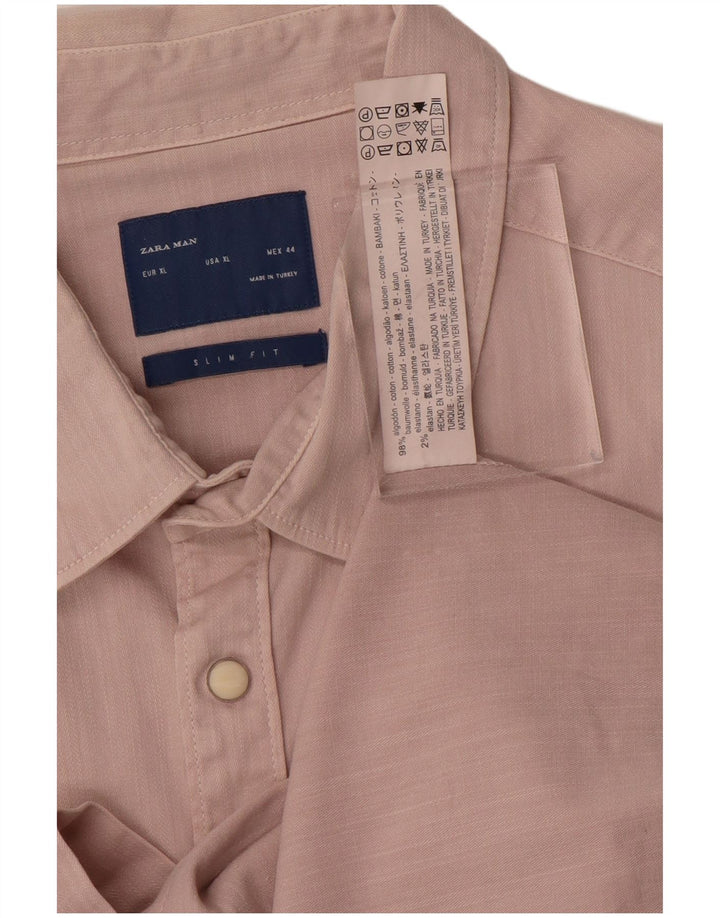 Zara Herren Slim Fit Hemd XL Rosa Baumwolle