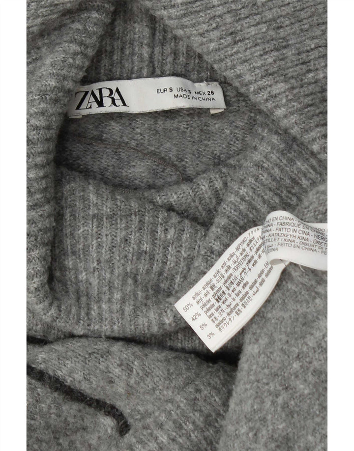 Zara Damen-Pullover mit Rollkragen, übergroß, Gr. 10, Small, Grau, Acryl