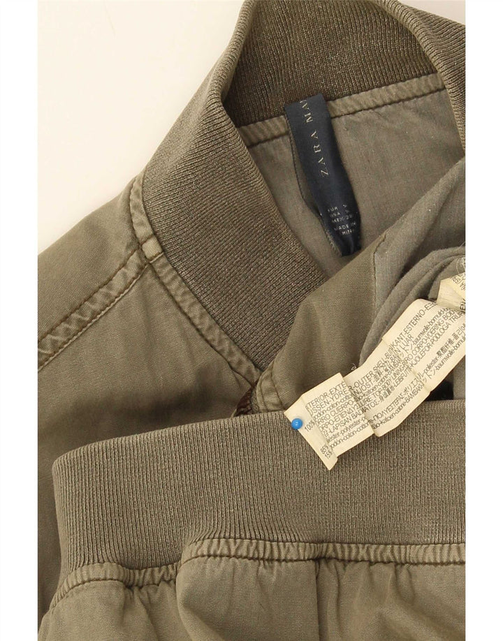 Zara Herren Bomberjacke UK 36 Small Khaki Baumwolle