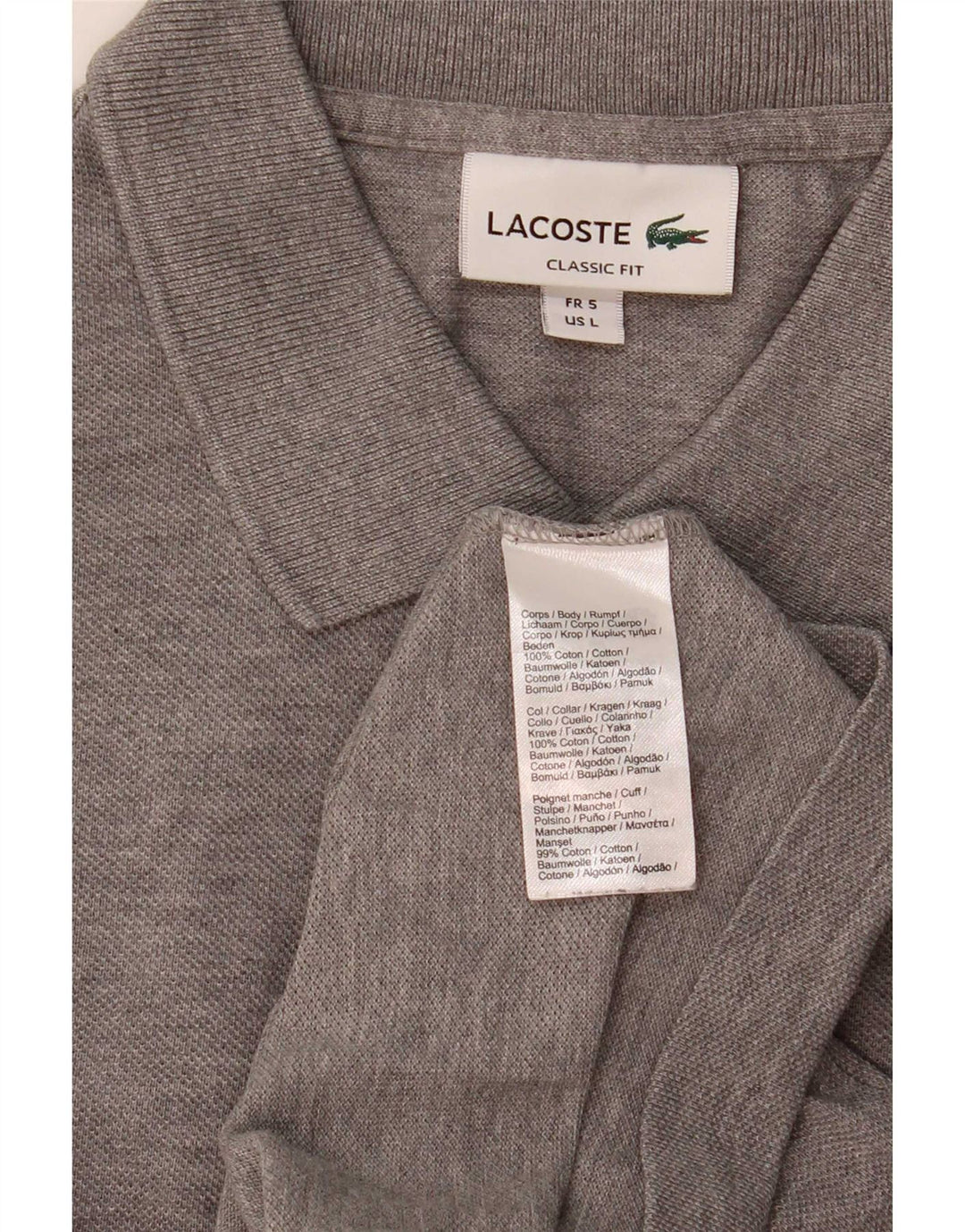 Lacoste Herren-Poloshirt mit klassischer Passform, Größe 7, große graue Baumwolle