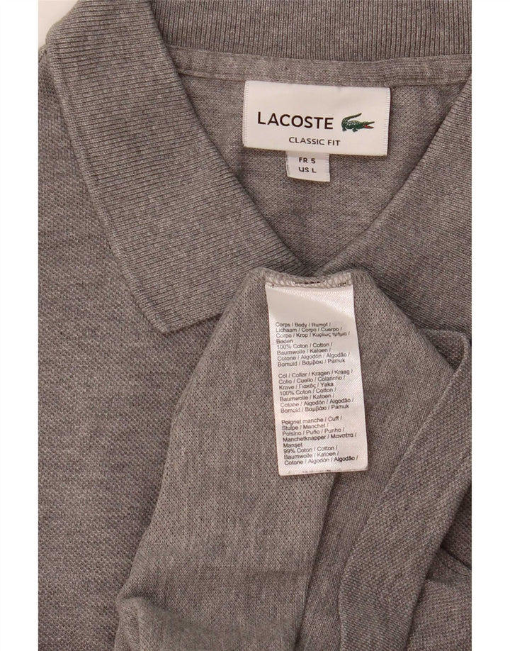 Lacoste Herren-Poloshirt mit klassischer Passform, Größe 7, große graue Baumwolle