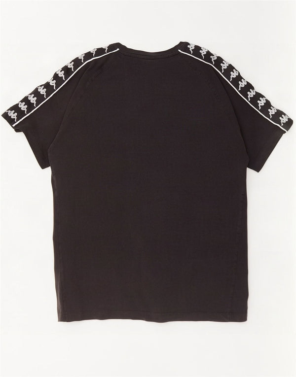 Kappa Herren Grafik-T-Shirt-Oberteil aus mittelschwarzer Baumwolle