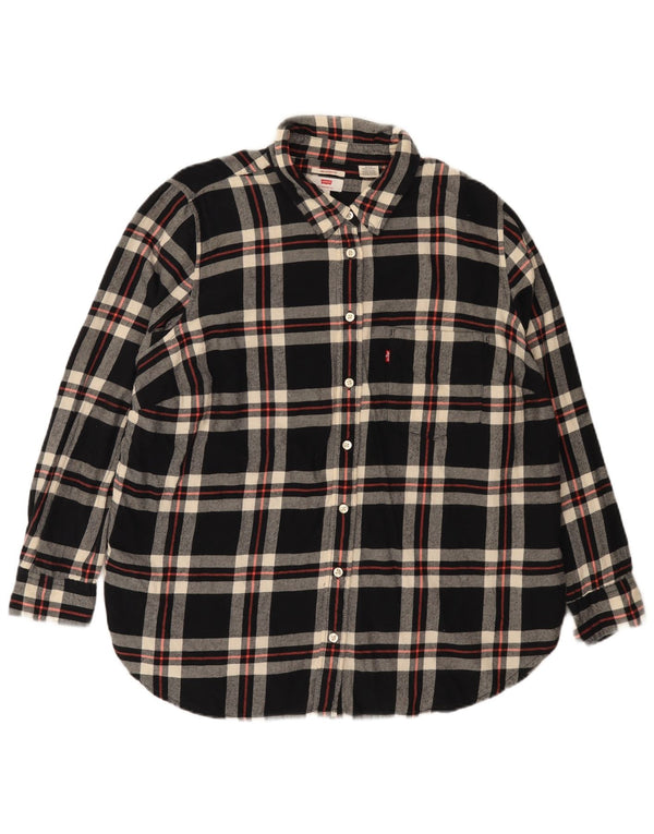 Levi's Damen-Flanellhemd mit entspannter Passform, UK 18, XL, schwarz kariert, Baumwolle