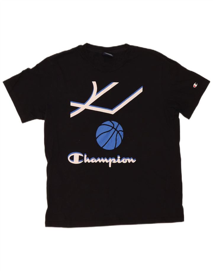 Champion Herren T-Shirt mit Grafik, mittelgroß, Schwarz